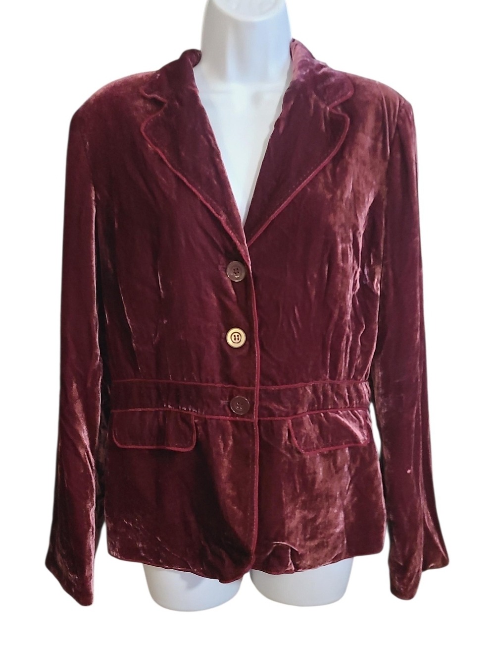 Axcess Velvet Blazer Jacket in Deep Wine